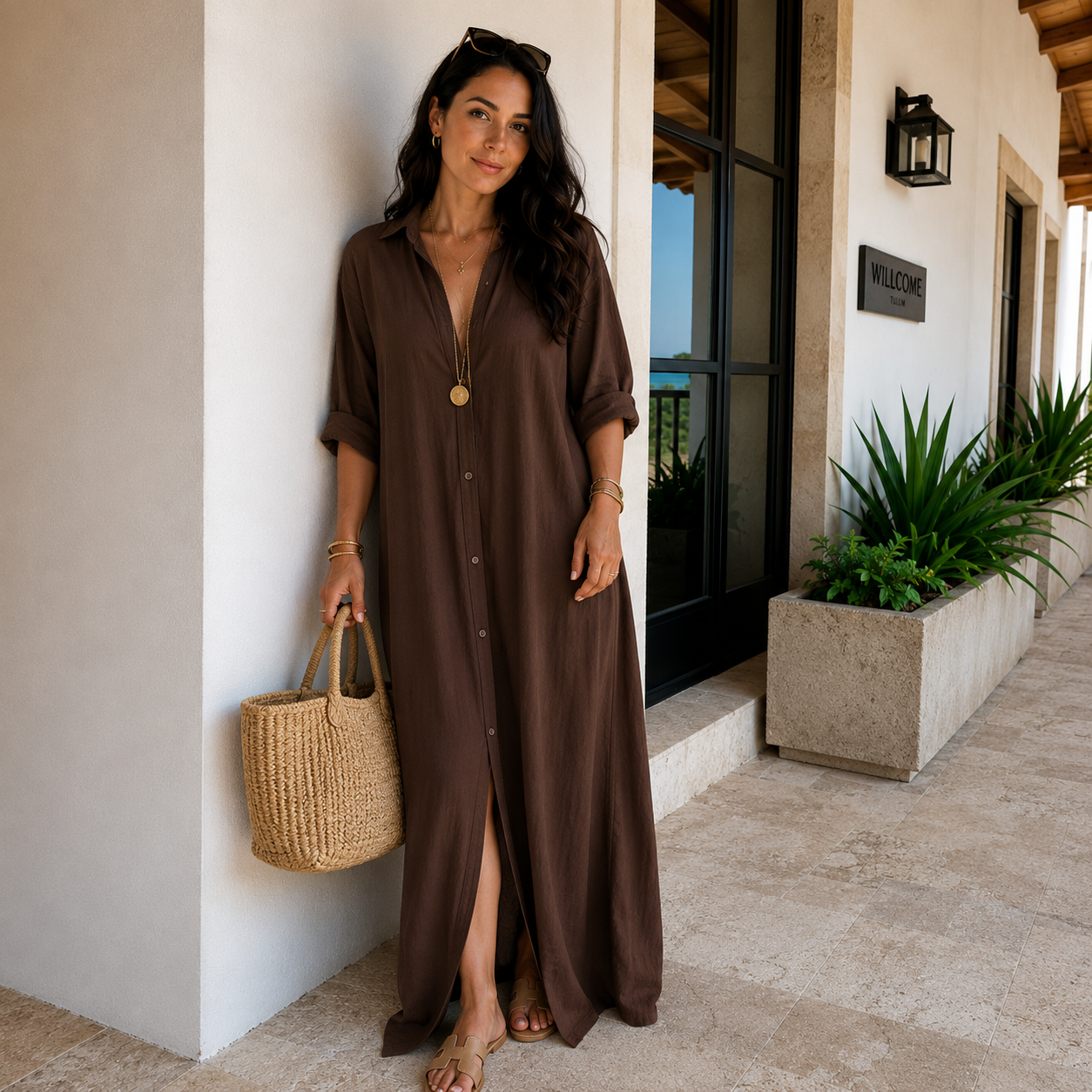 V-NECK MAXI | LONG-SLEEVE A-LINE