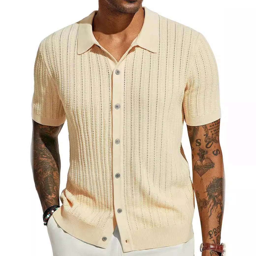 Men's Breathable Short Sleeve Knitted Shirt