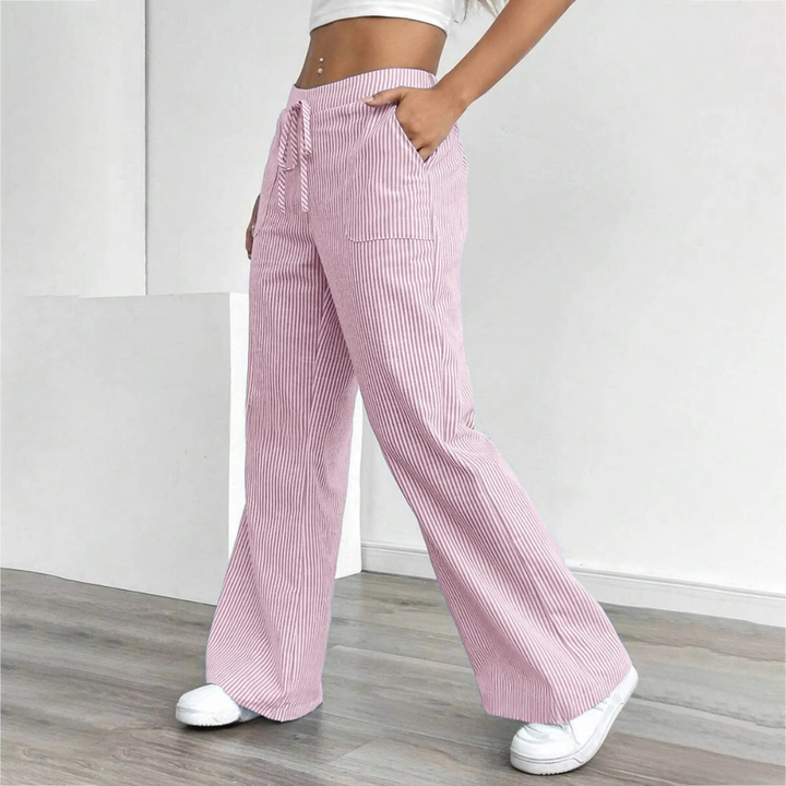 Women's Striped Wide Leg Casual Pants
