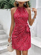 Marbella Dot-Print Halter Wrap Dress