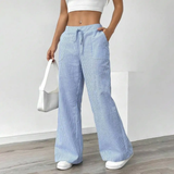 Women's Striped Wide Leg Casual Pants