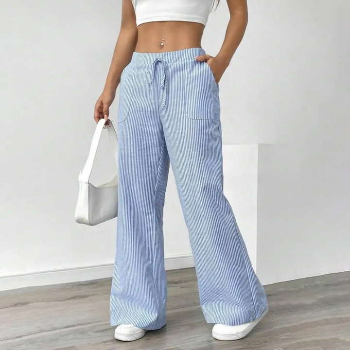 Women's Striped Wide Leg Casual Pants