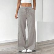 Women's Striped Wide Leg Casual Pants