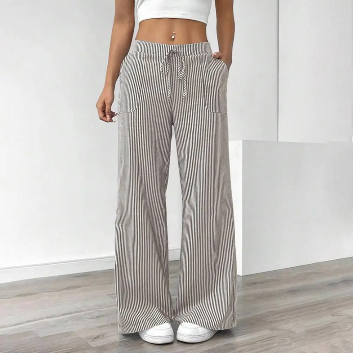 Women's Striped Wide Leg Casual Pants