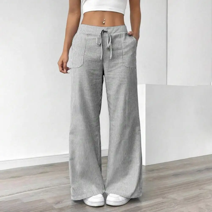 Women's Striped Wide Leg Casual Pants