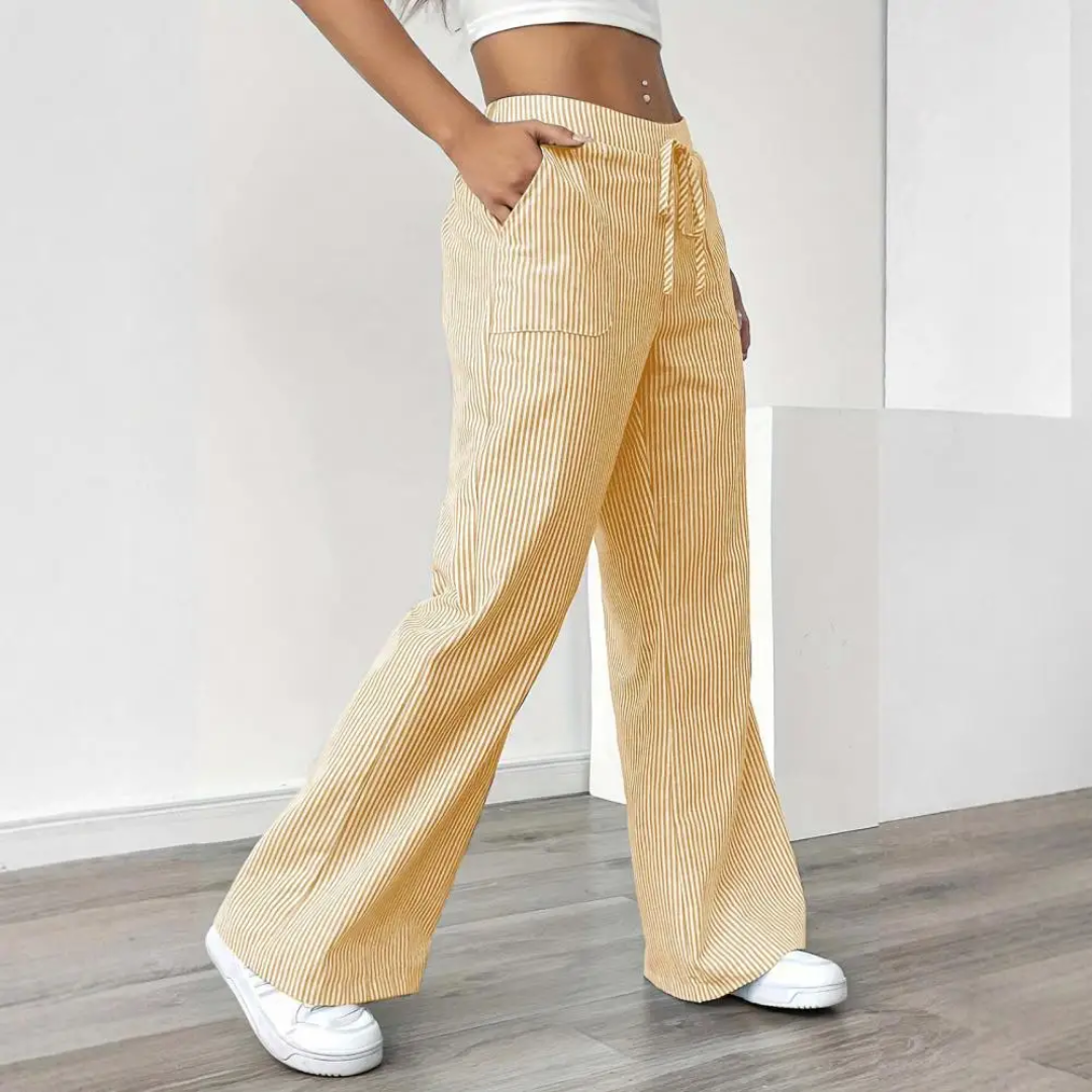 Women's Striped Wide Leg Casual Pants