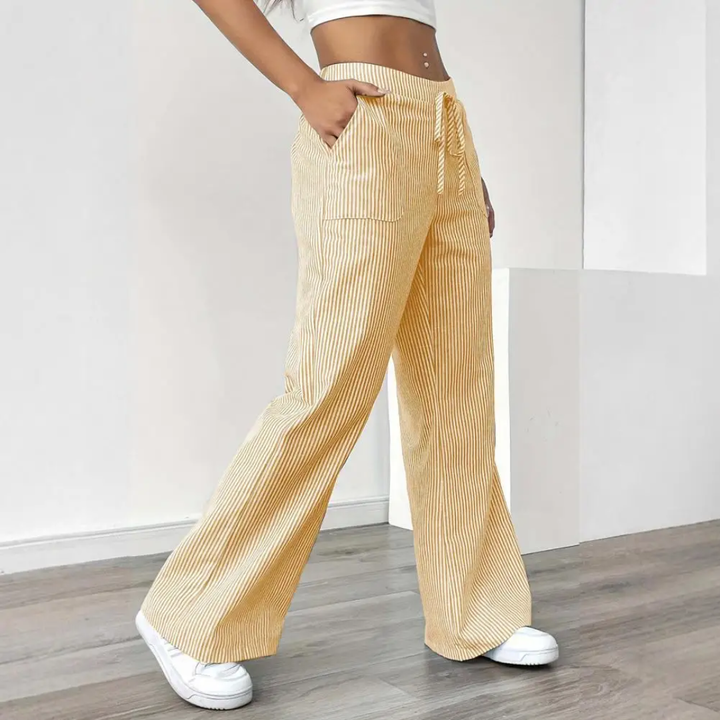 Women's Striped Wide Leg Casual Pants
