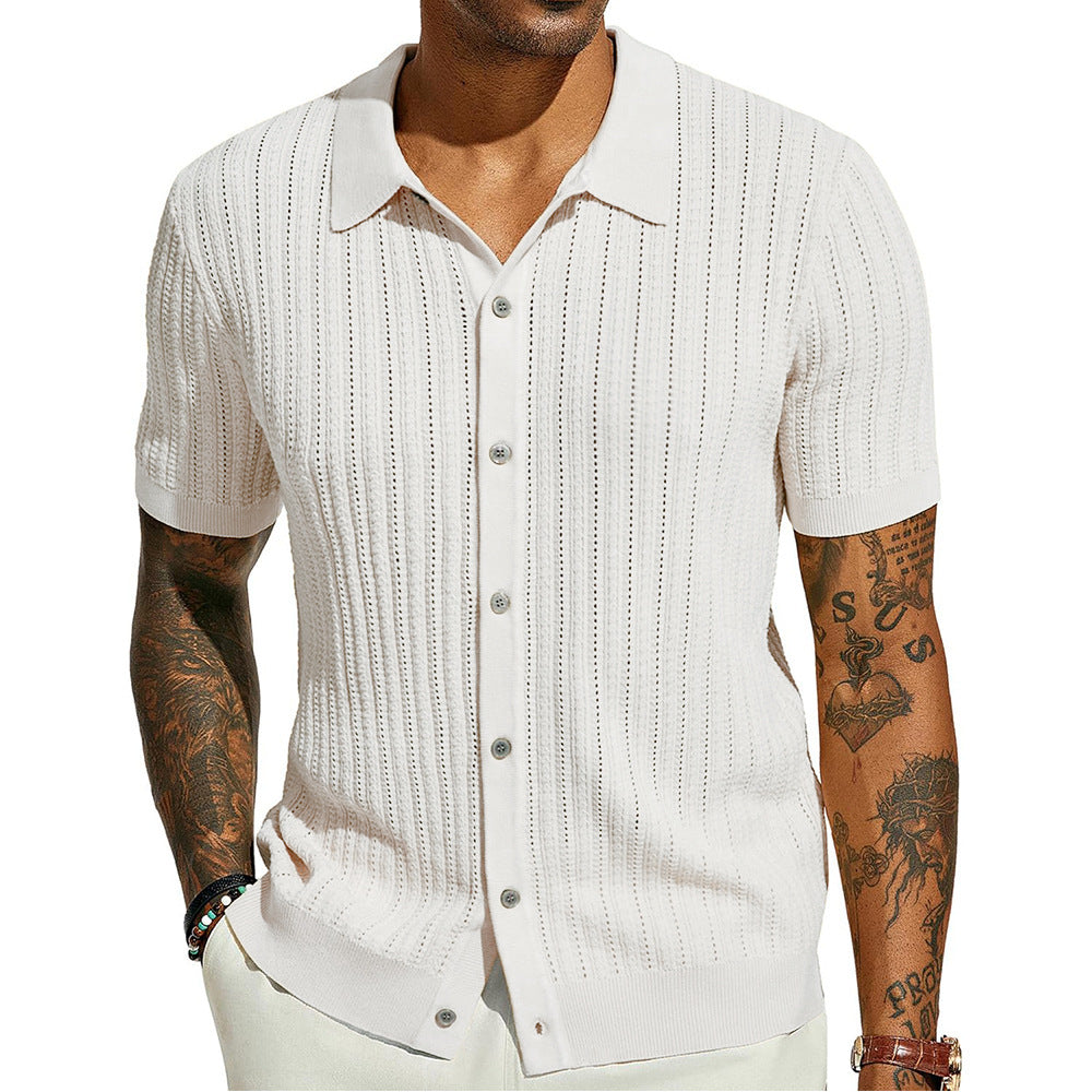 Men's Breathable Short Sleeve Knitted Shirt