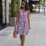 FLORAL A-LINE | RING-DETAIL SLEEVELESS MIDI