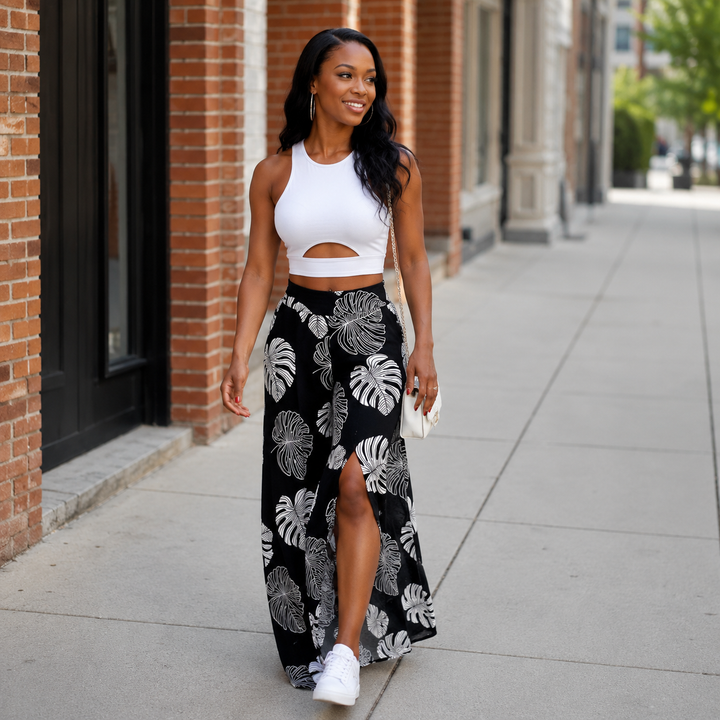 URBAN SET | SLIT WIDE-LEG TWO-PIECE
