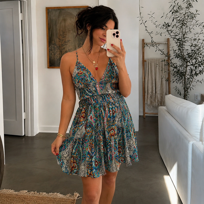BEACH DRESS | V-NECK PRINTED CAMISOLE