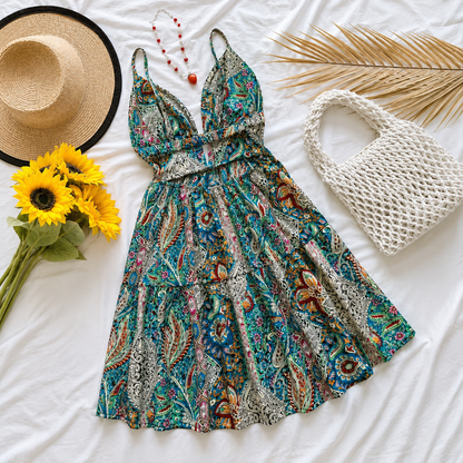 BEACH DRESS | V-NECK PRINTED CAMISOLE