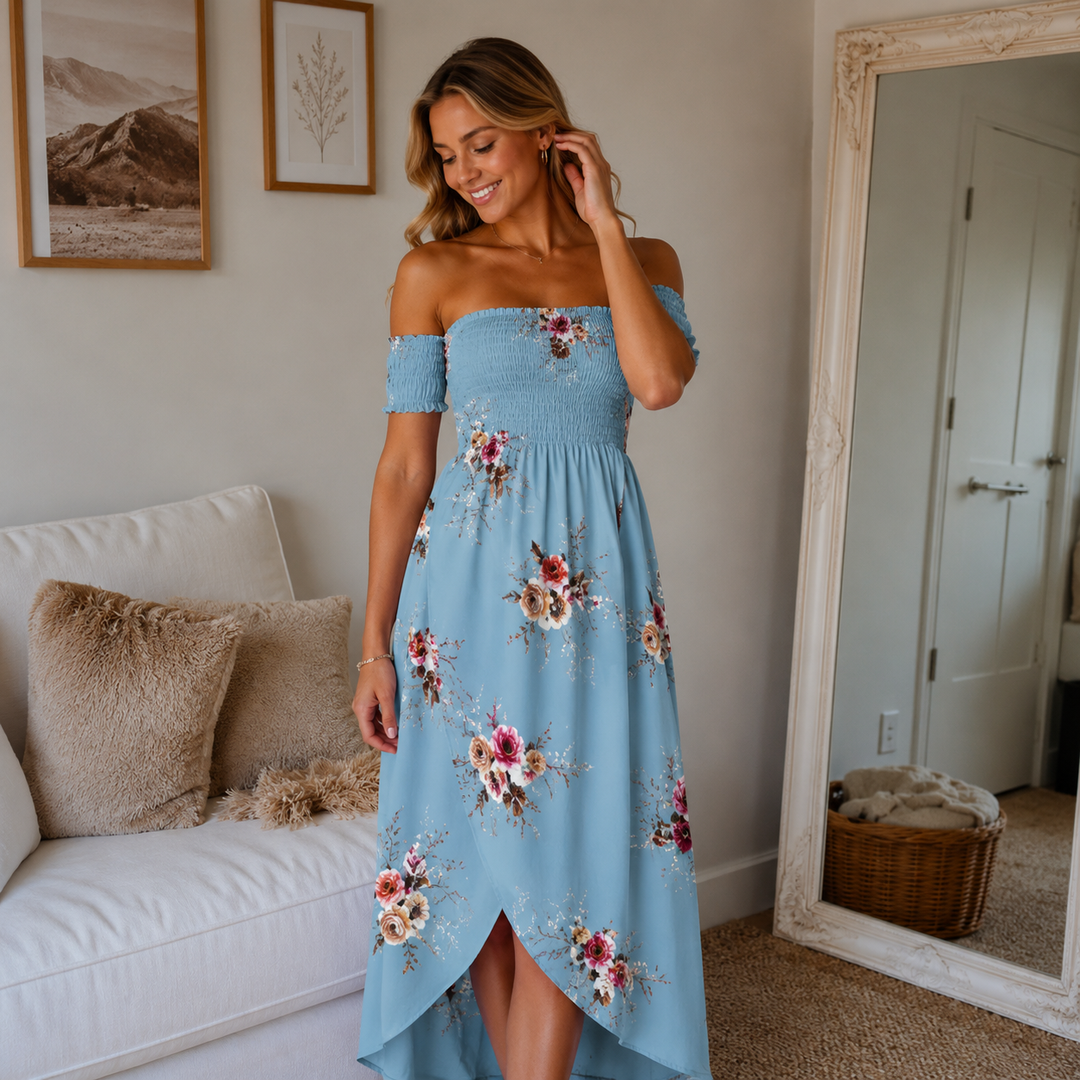 BOHO MAXI | OFF-SHOULDER BEACH DRESS