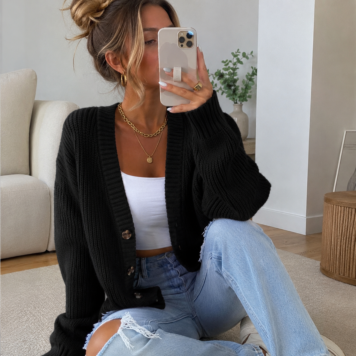 KNITTED CARDIGAN | LONG-SLEEVE VERSATILE LAYER