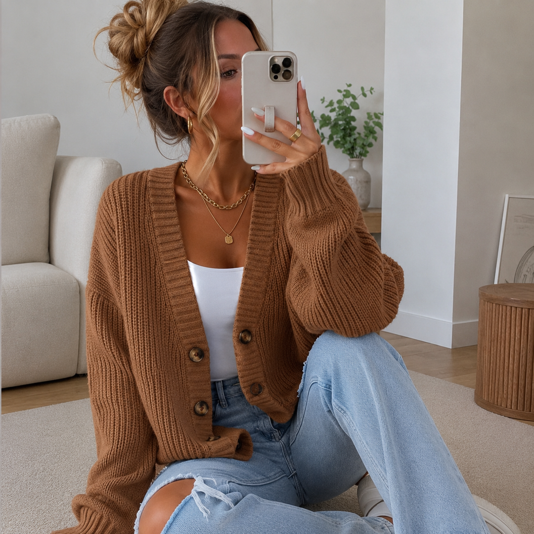 KNITTED CARDIGAN | LONG-SLEEVE VERSATILE LAYER