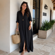 V-NECK MAXI | LONG-SLEEVE A-LINE