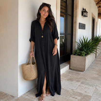 V-NECK MAXI | LONG-SLEEVE A-LINE