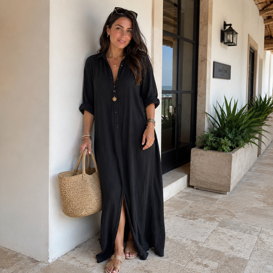 V-NECK MAXI | LONG-SLEEVE A-LINE