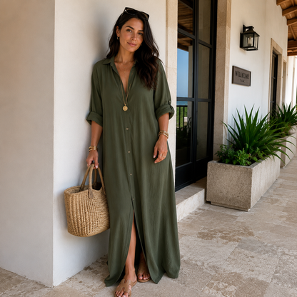 V-NECK MAXI | LONG-SLEEVE A-LINE