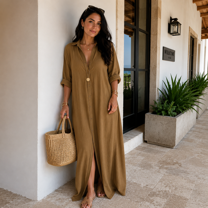 V-NECK MAXI | LONG-SLEEVE A-LINE