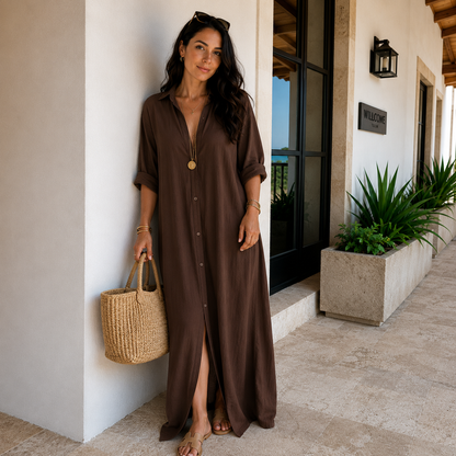 V-NECK MAXI | LONG-SLEEVE A-LINE