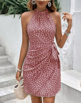 Marbella Dot-Print Halter Wrap Dress