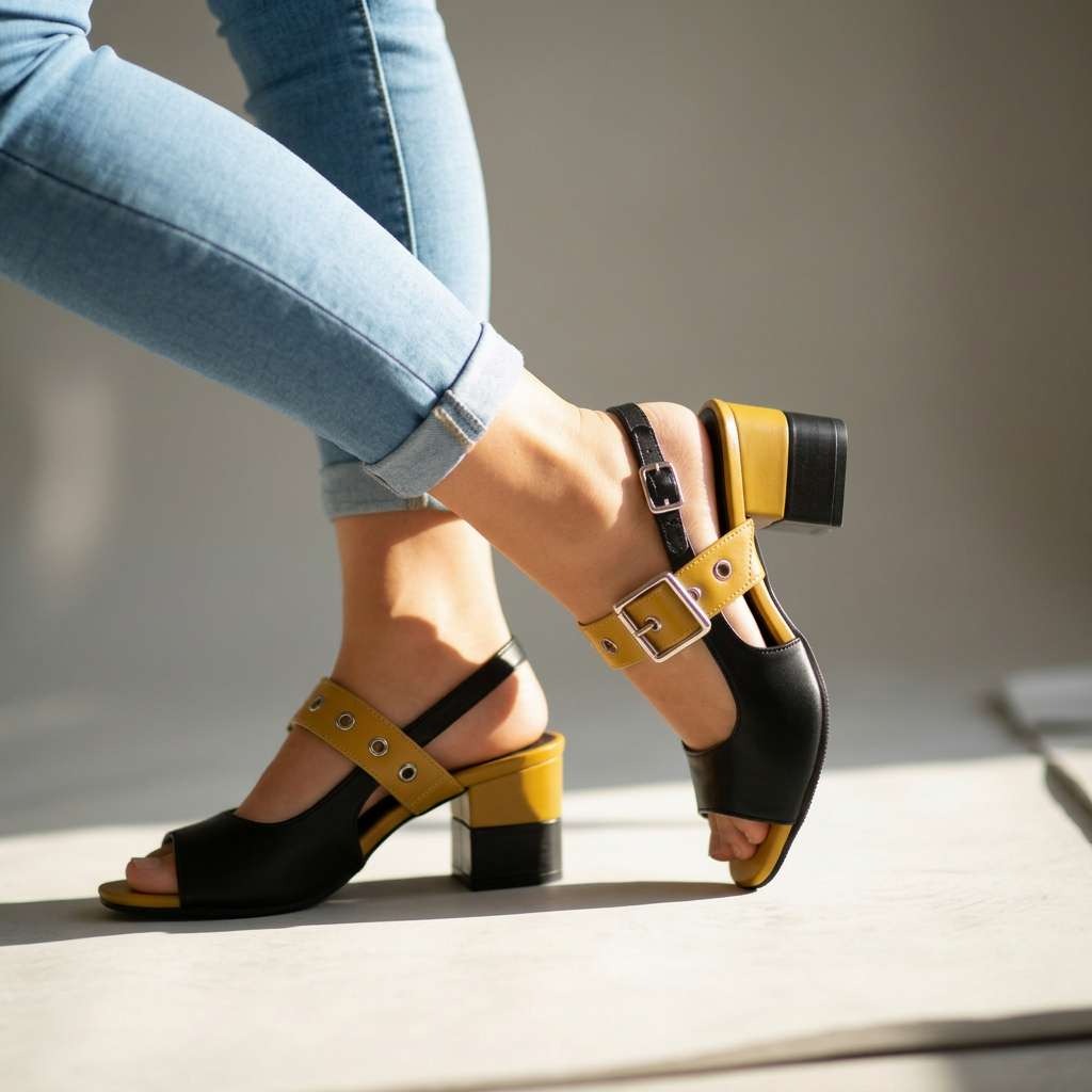 Marina Colorblock Fish-Mouth Sandals