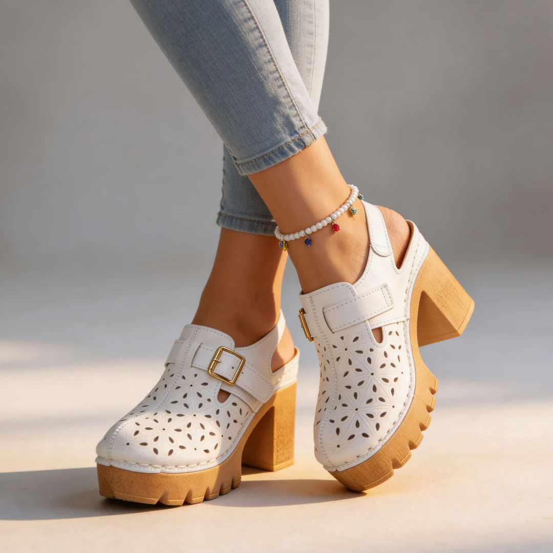 DINAH LESTER | CUTOUT BLOCK HEEL SANDAL