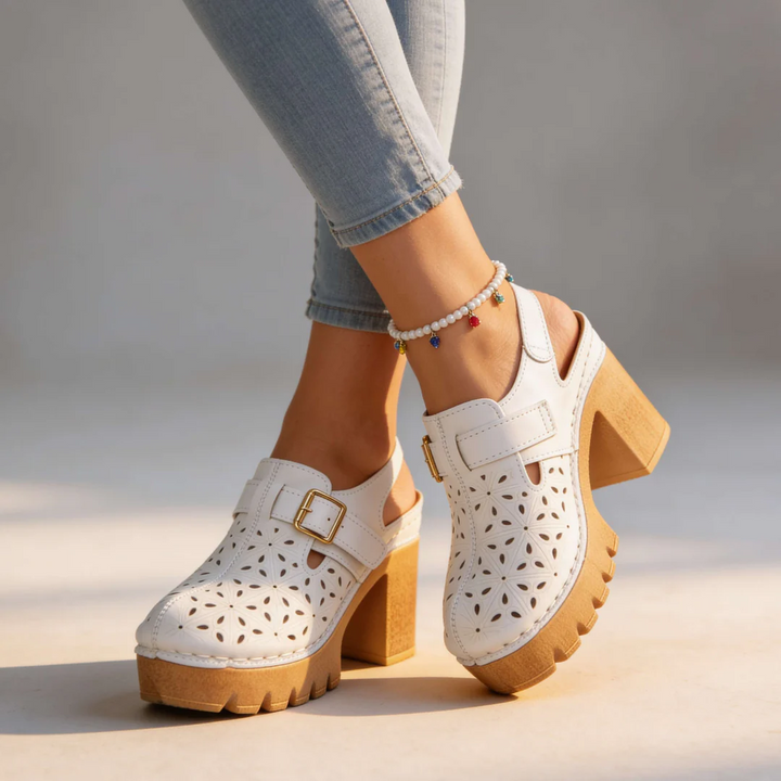 DINAH LESTER | CUTOUT BLOCK HEEL SANDAL
