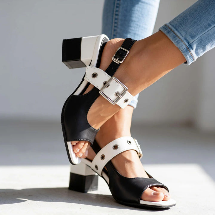 Marina Colorblock Fish-Mouth Sandals