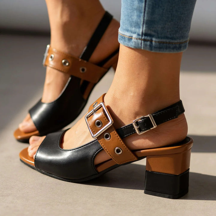 Marina Colorblock Fish-Mouth Sandals