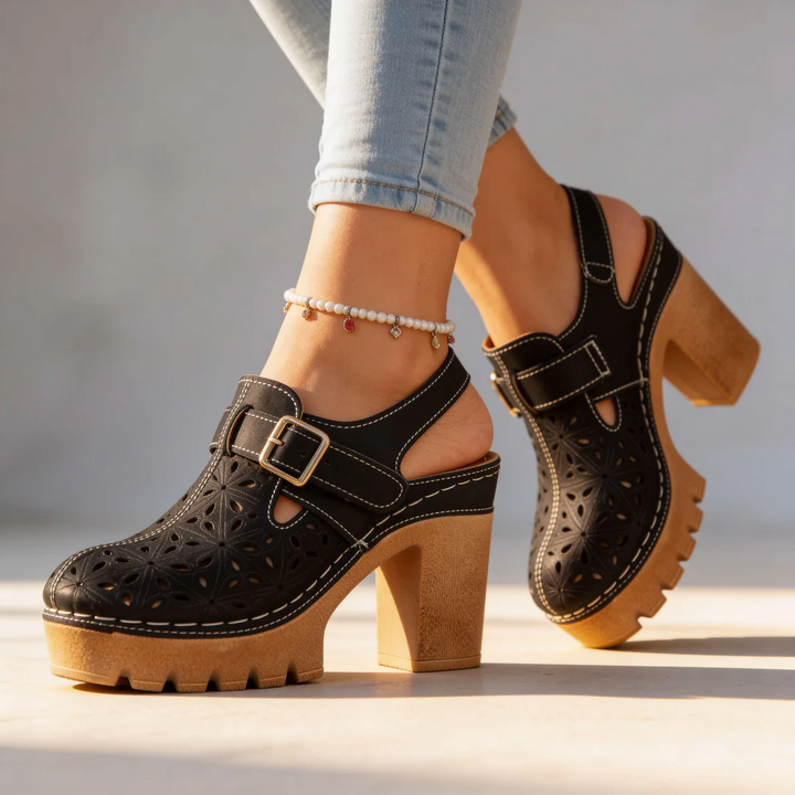 DINAH LESTER | CUTOUT BLOCK HEEL SANDAL